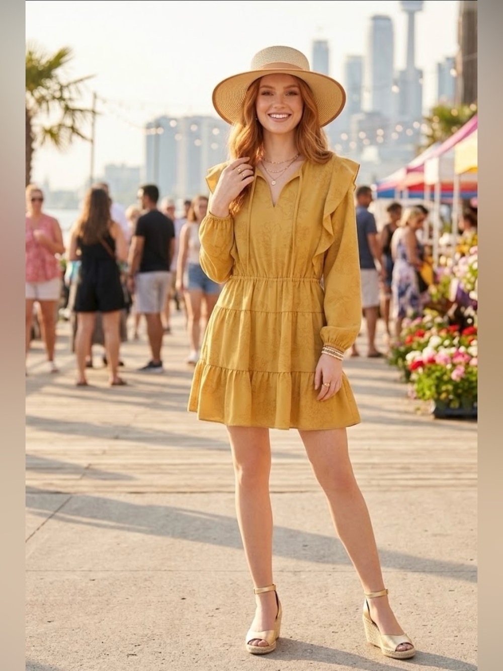 ✨ Golden Hour Glam! ✨ Wilfred Artizia Marvelle Ruffle Dress ✨ Extra Small NWOT ✨